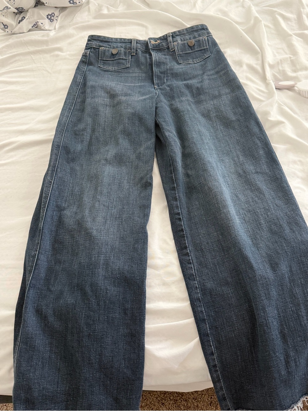 H&M Women's Wide-Leg Jeans in Dark Wash Blue